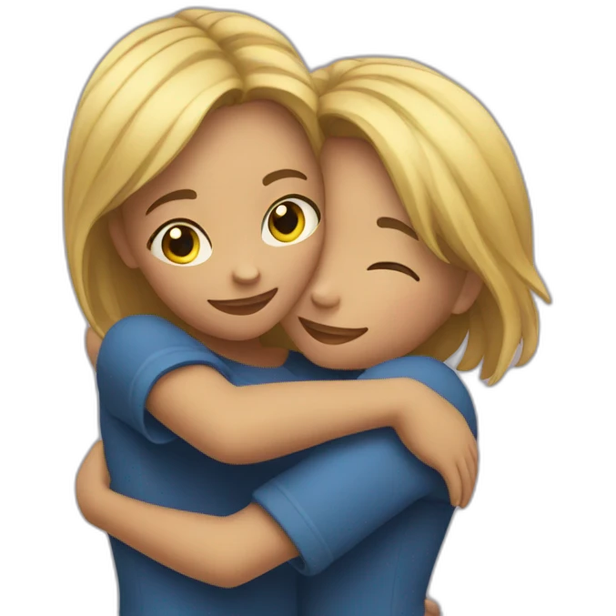 two girls hugging emoji