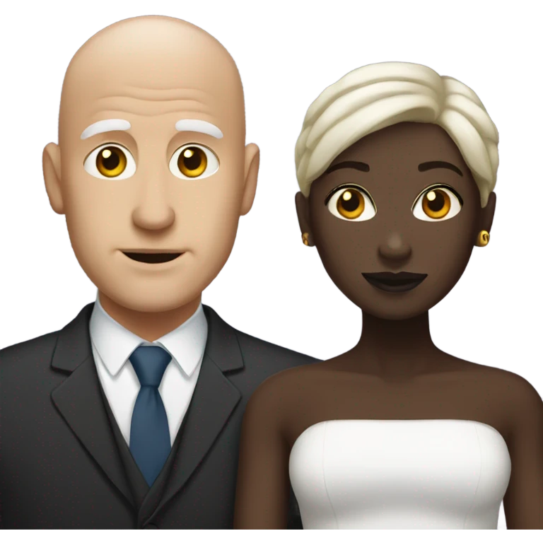 Bald white  man with dark woman emoji
