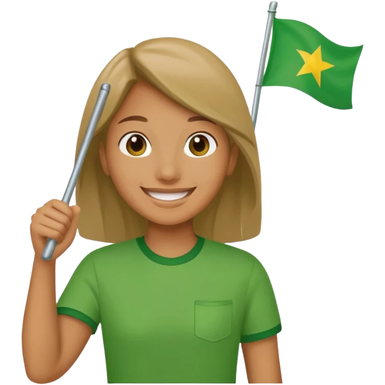 person with a green flag emoji