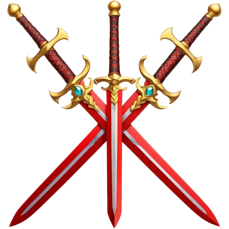 Golden fiery royal two crossed swrods with red gem and golden blade emoji
