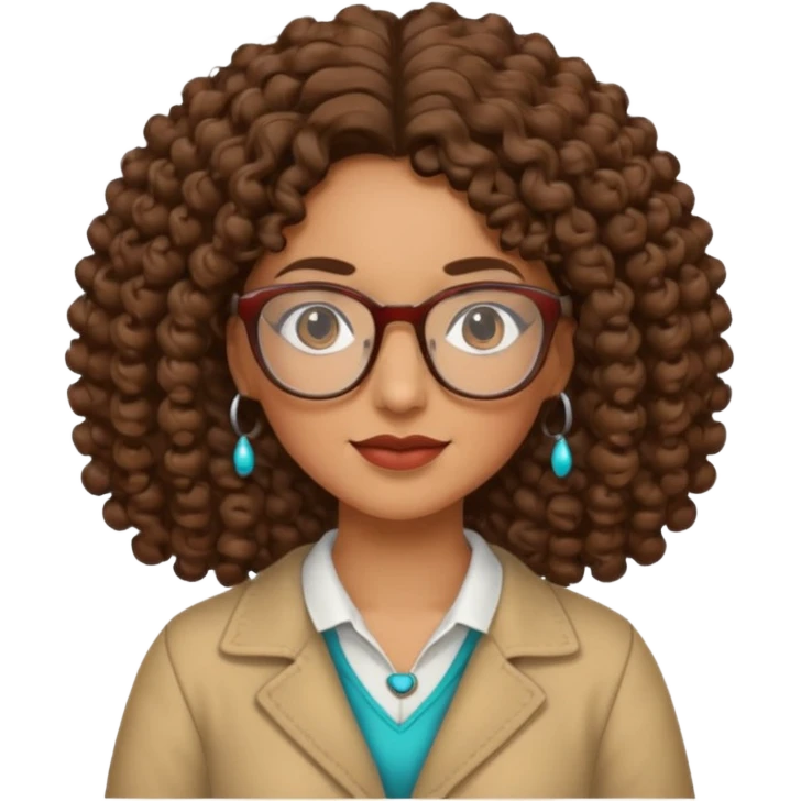 Mujer pelo rizado, gafas y ropa pueblo emoji