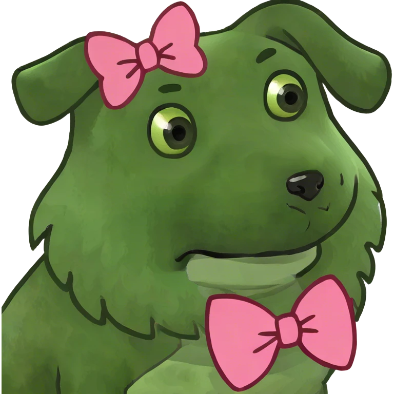 Fluffy dog with pink bow emoji