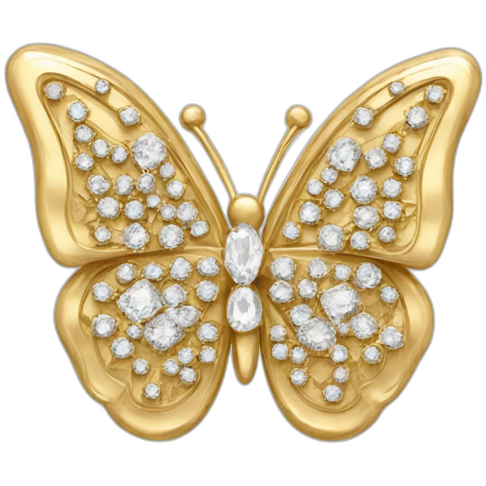 gold butterfly jewel with heart shaped diamonds emoji