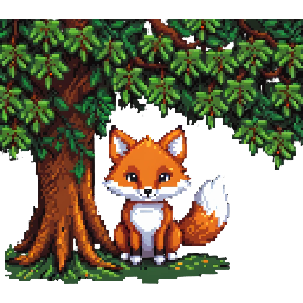 cute fox peeking from behind a tree emoji