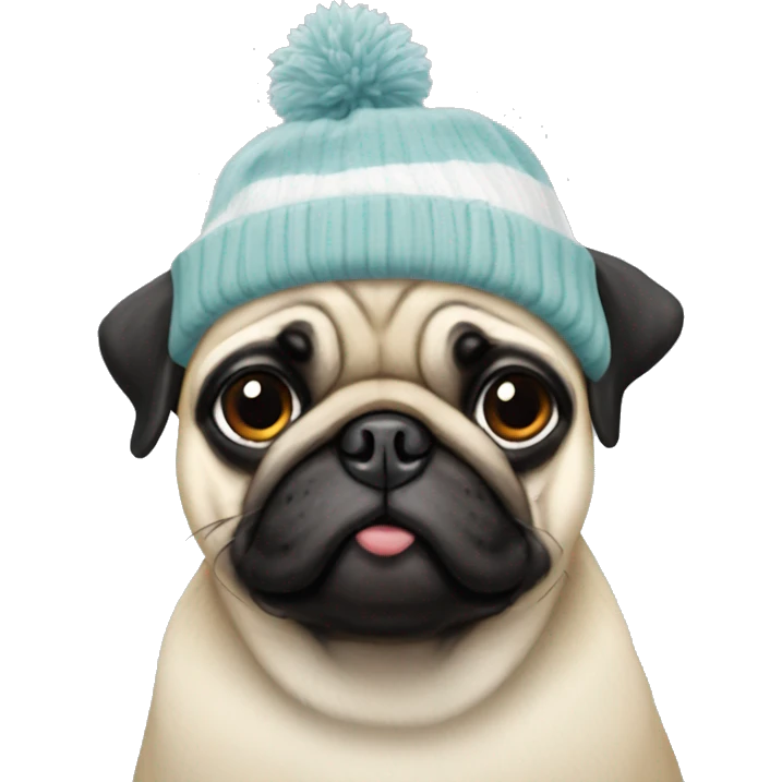 Pug with a penguin hat/beanie  emoji