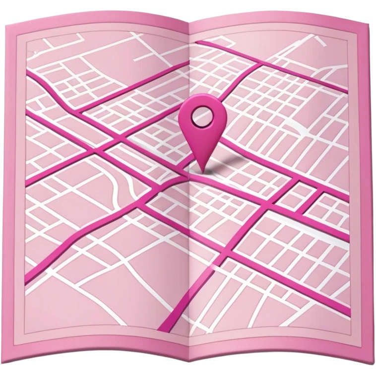 mix pink of a big gps paper map of the lines emoji