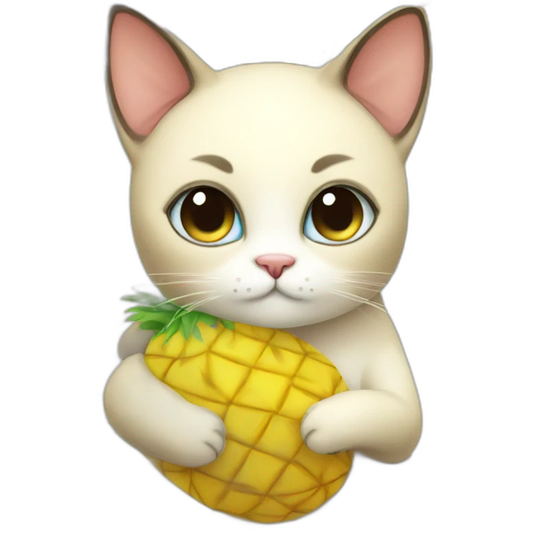 Siamese fatty cat hugging a pineapple  emoji