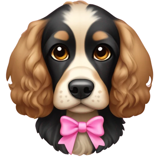Black and Tan cocker spaniel with pink bow emoji