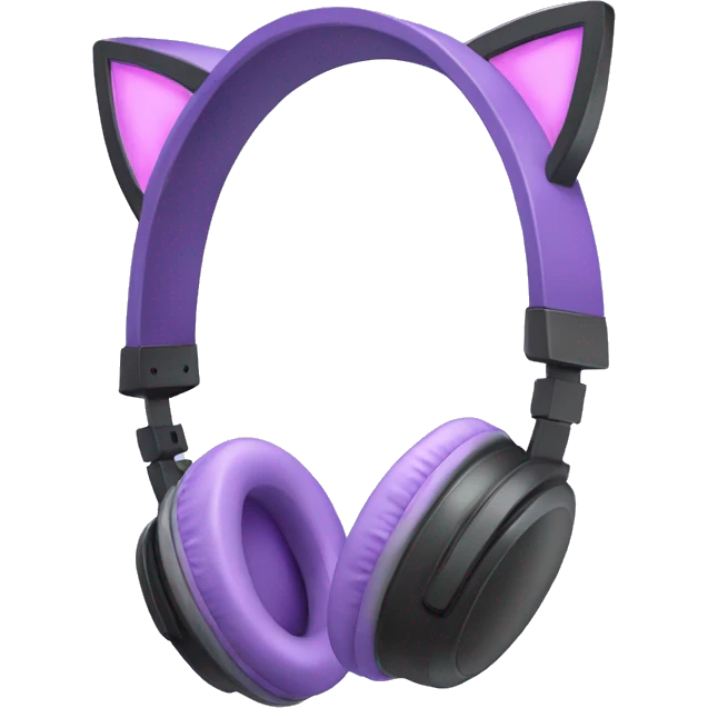 Light purple gaming headphones with cat ears emoji