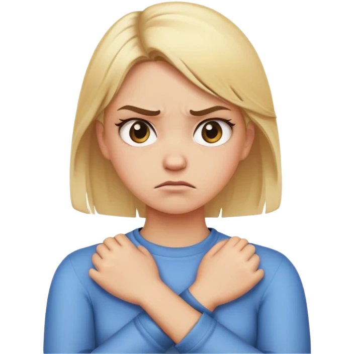  crossing arms by neck angry girl blonde emoji emoji