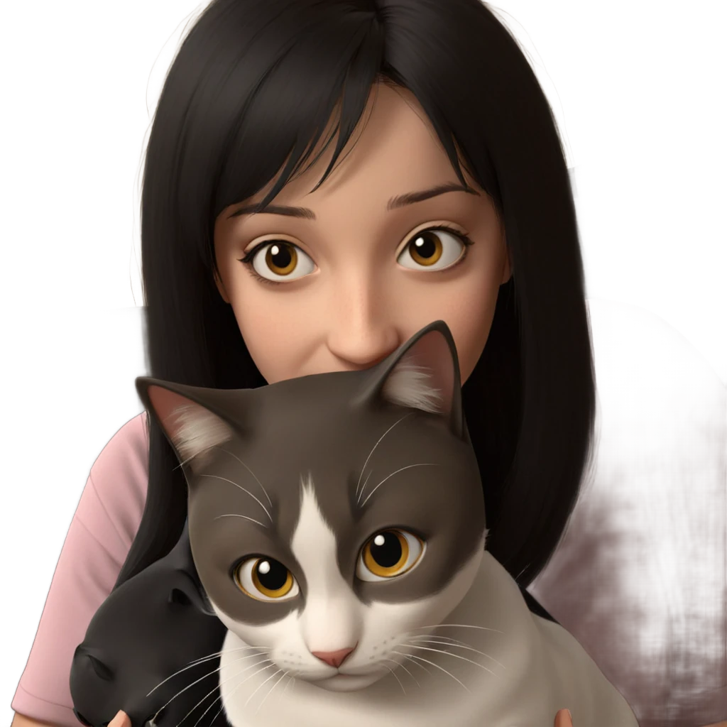 girl holding black cat emoji
