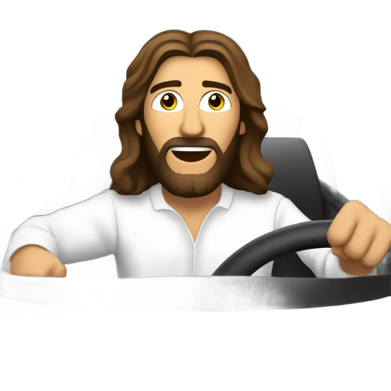 Jesus in a rally car  emoji