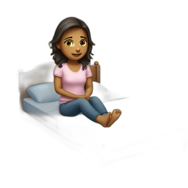A girl sat on her bed emoji