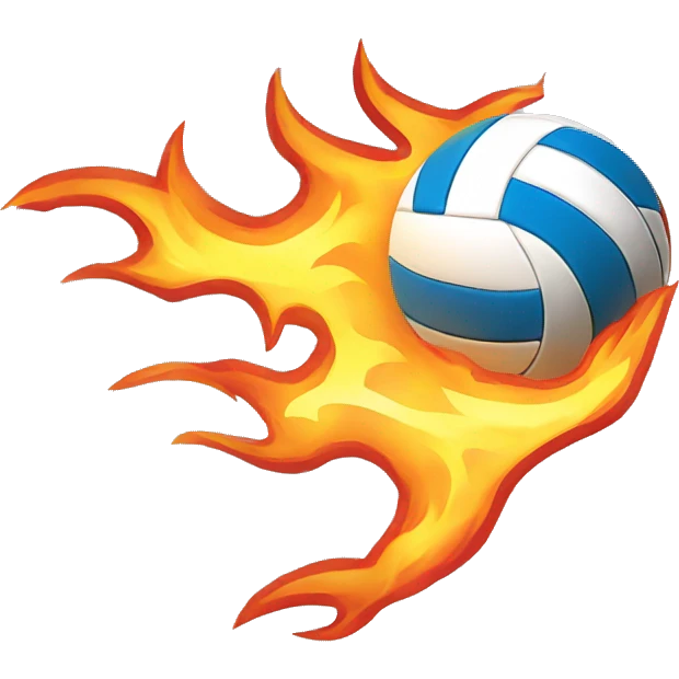 Volleyball with flames shooting of it emoji