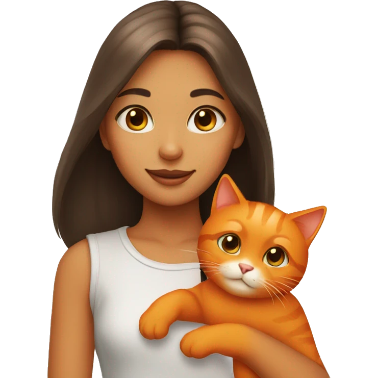 Girl and orange cat emoji