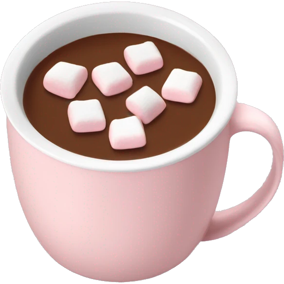 Light Pink mug of hot chocolate with marshmallows  emoji