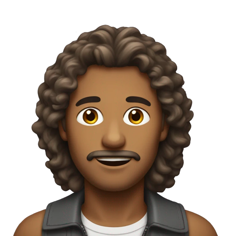 Homme brun avec longs cheveux bouclés  emoji