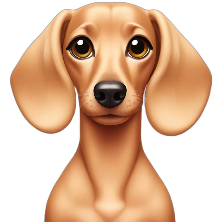 blonde dachshund in barbie style pink makeup emoji