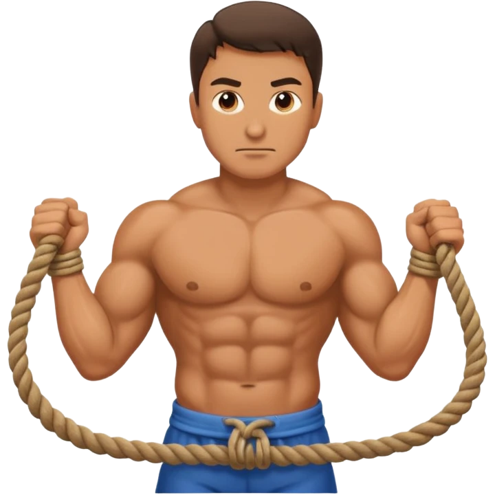 Man pulling the rope towards him emoji