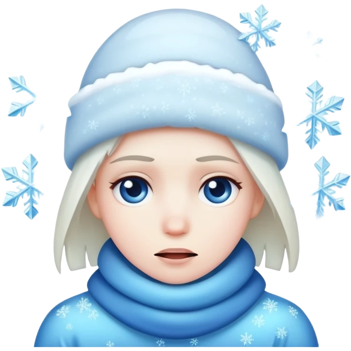 Shivering face with ice crystals, very cold emoji
