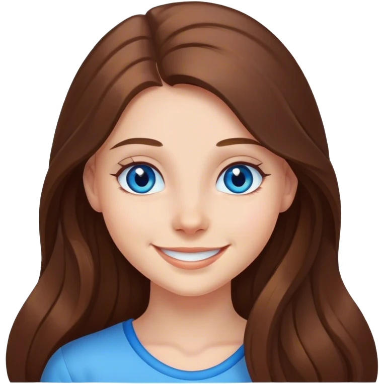 smiling girl with long hair with blue eyes emoji