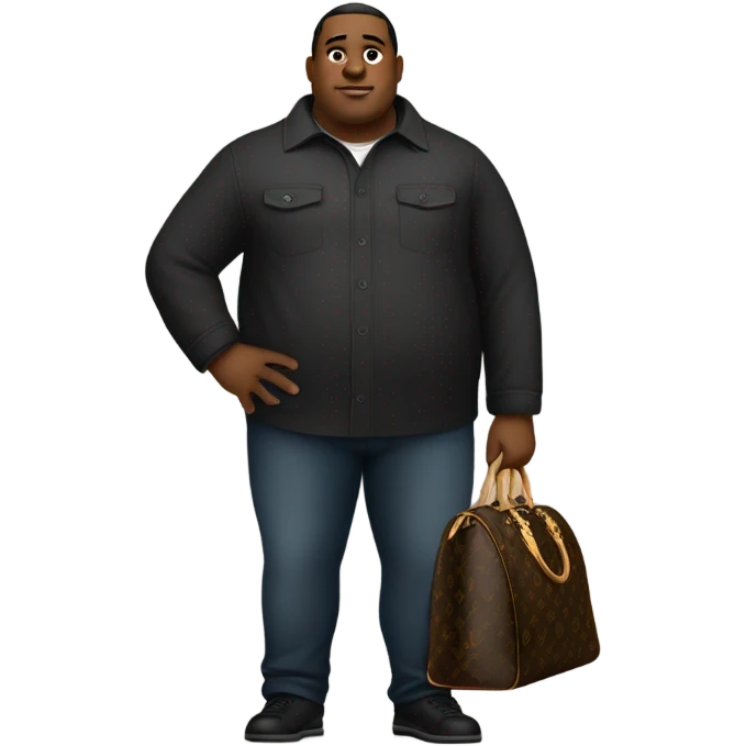 Fat black man holding Louis Vuitton bag  emoji