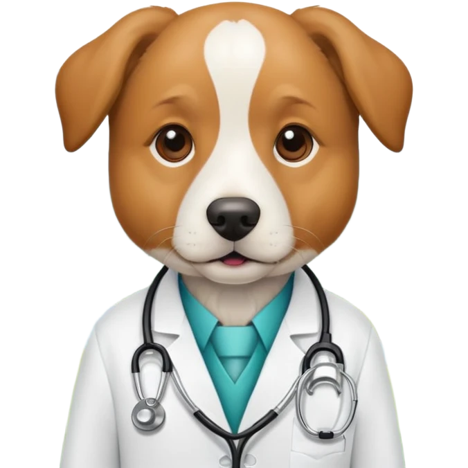 focused dog portrait in nature as a doctor emoji
