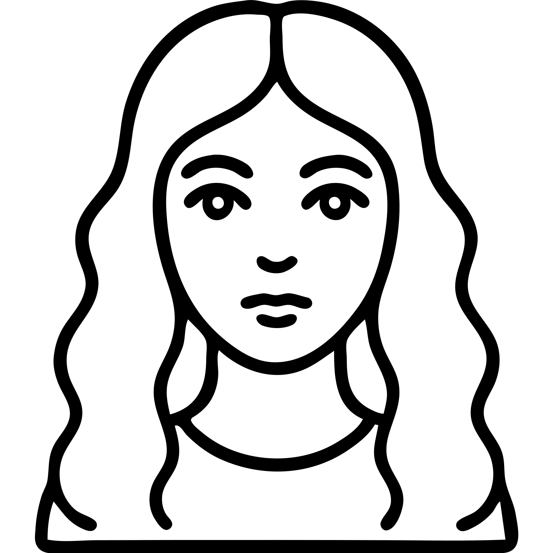 outlined icon of a woman with long blonde wavy hair and green eyes emoji
