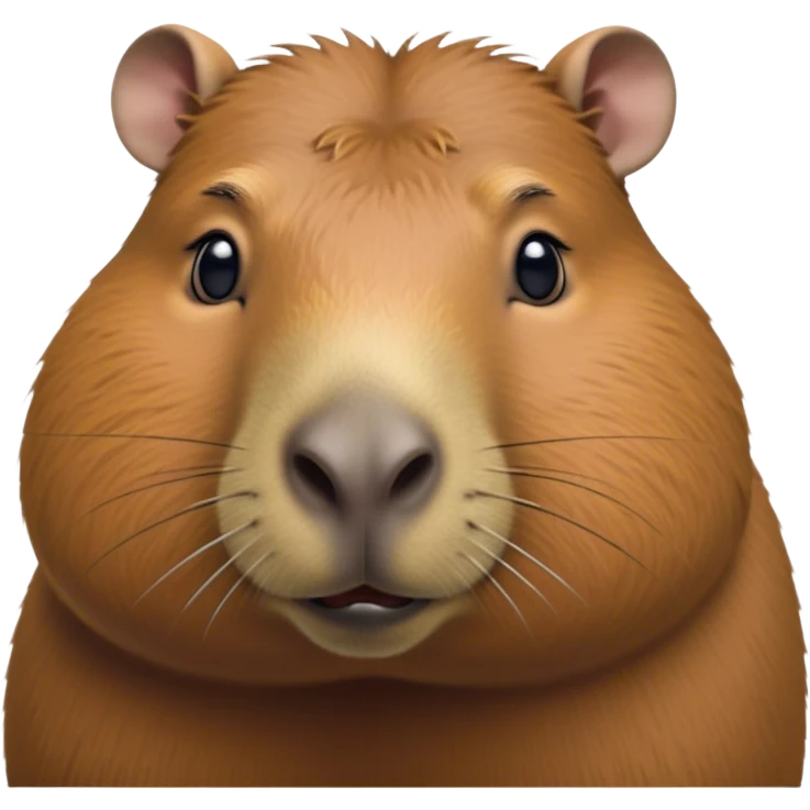 Cinematic Noble Capybara Portrait Emoji, Poised and serene, with a robust, rounded build and a characteristically broad, slightly flattened capybara face featuring a short snout and small, rounded ears, covered in soft, earthy fur with subtle natural texture and gentle, wise eyes; rendered in lifelike detail with natural light, high shine, intelligent and calm, styled with an air of understated authority, focused and attentive, soft glowing outline, capturing the essence of a watchful and confident capybara that appears ready to step out of the screen with effortless dignity! emoji