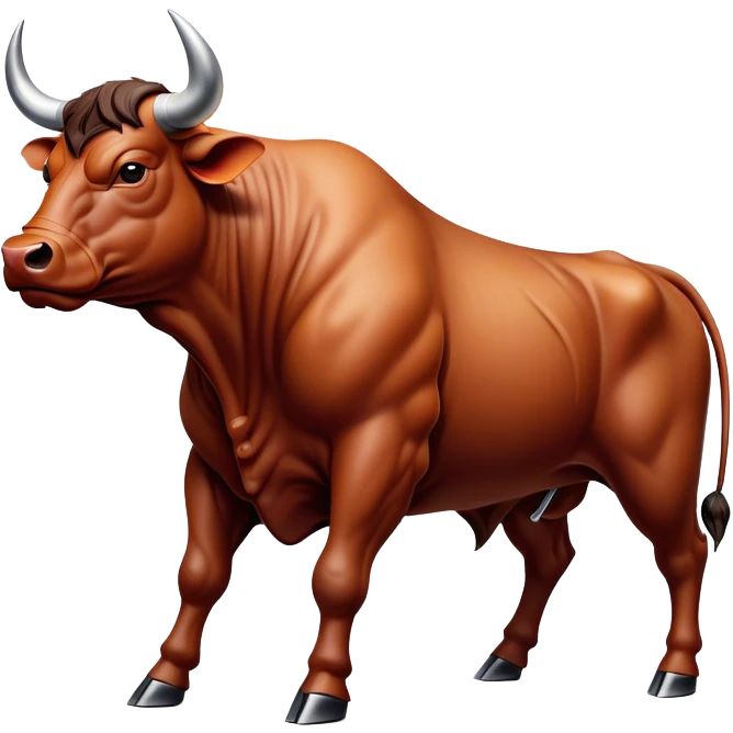 Cinematic Realistic depiction of a powerful Spanish charging bull, rendered with dynamic muscle definition and detailed, textured hide, set against a dramatic backdrop with intense, action-packed lighting emoji