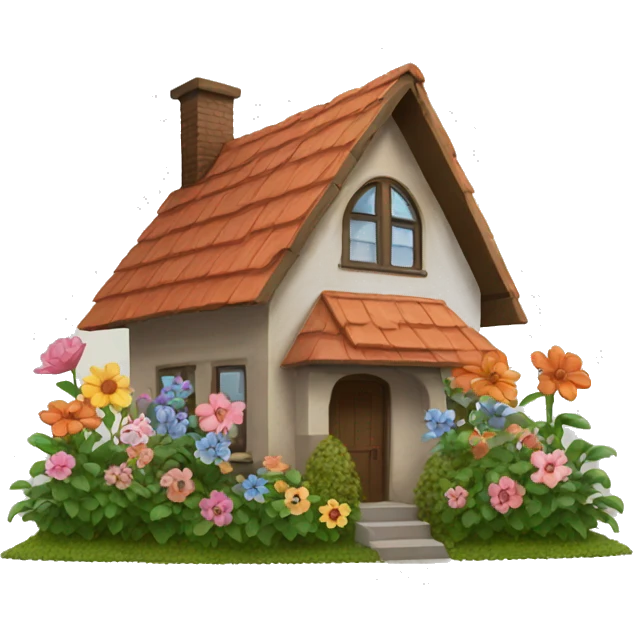 house with flowers in front emoji