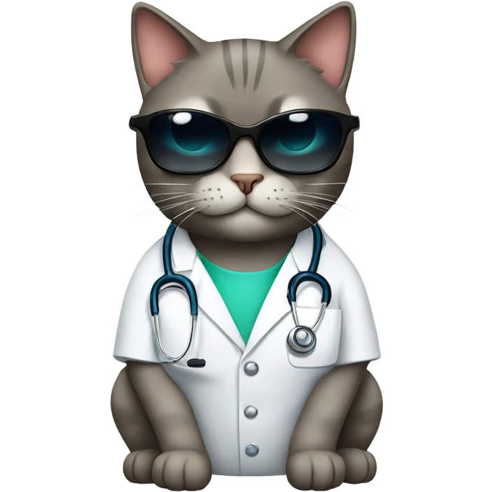 doctor cat wearing black sunglasses emoji