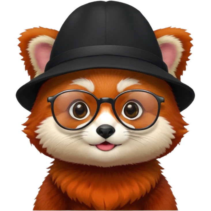 baby Red panda wearing black hat and glasses emoji