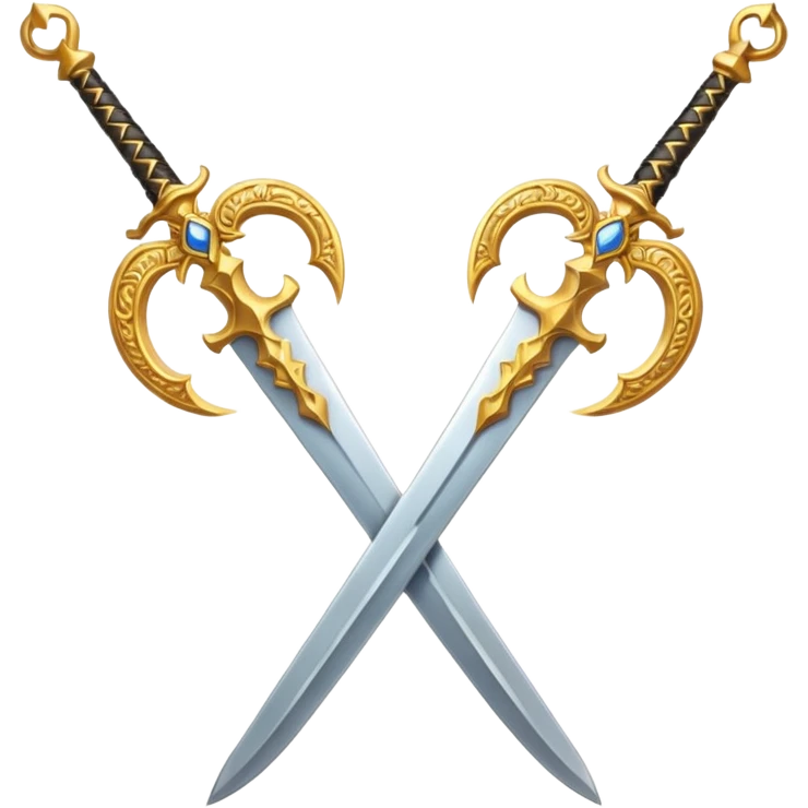 Two golden fiery royal crossed swords emoji