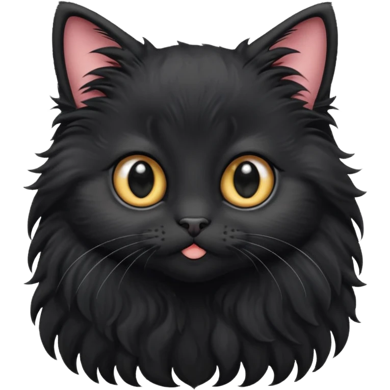 Cute long hair black kitten emoji