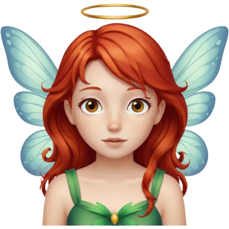 Girl with fairy wings, and red hair and freckles emoji