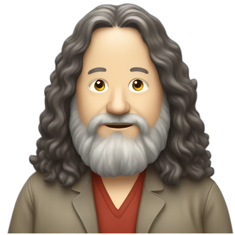 richard stallman with one smartphone emoji