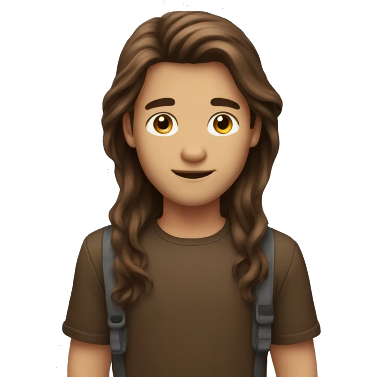 Long brown hair boy emoji
