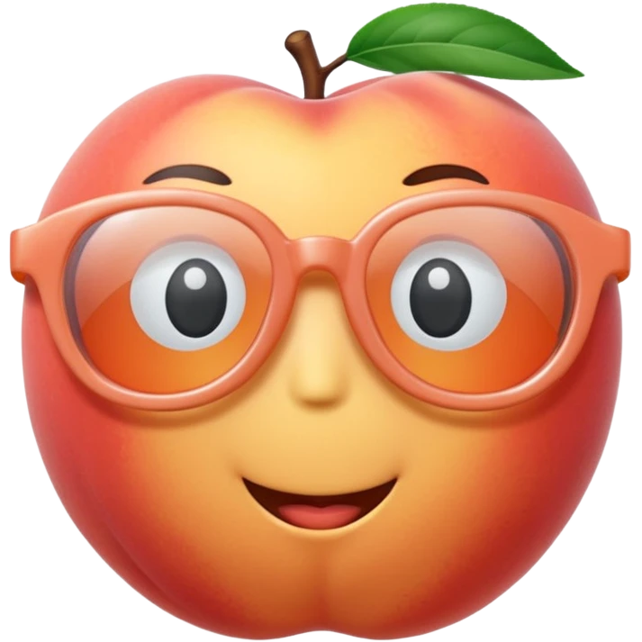 A 3D cartoon transparent peach-coral Glasses with subtle shine and curved frame edges. emoji