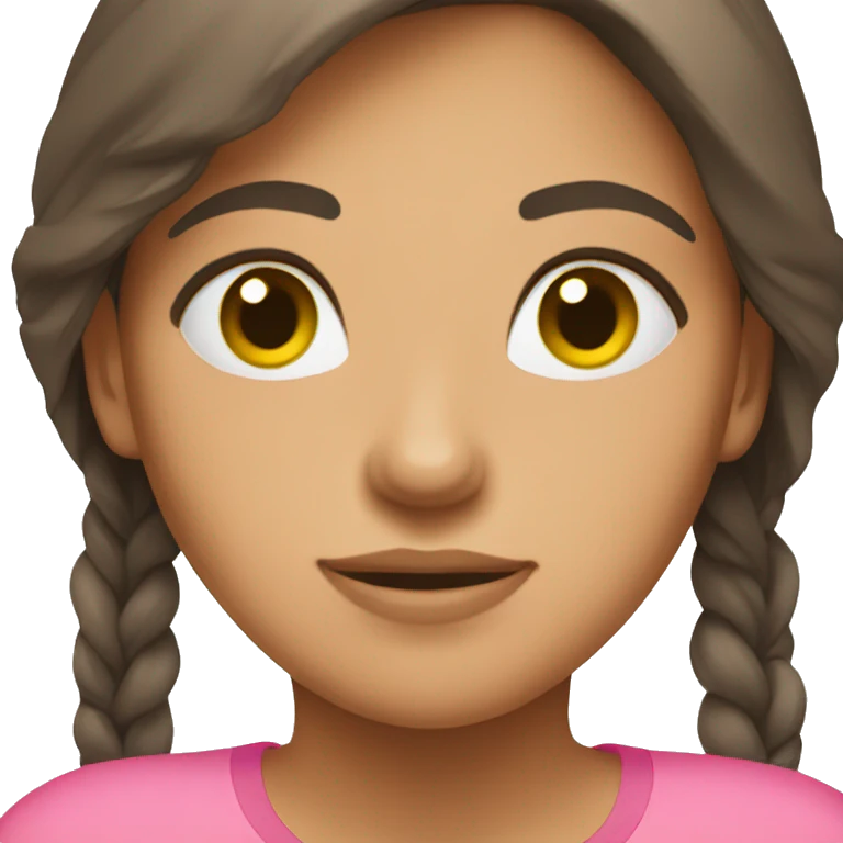 Pretty brunette girl pink shirt emoji