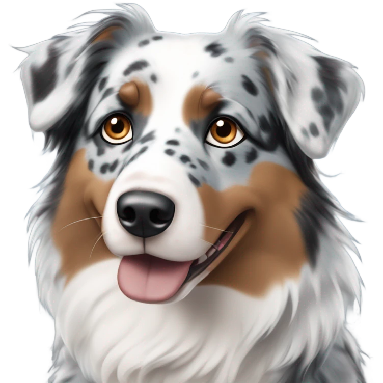 blue merle australian shepherd with two different colored eyes. One blue and one brown emoji