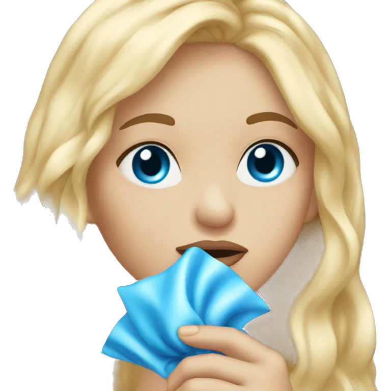 long blonde hair blue eyed girl blowing a kiss emoji