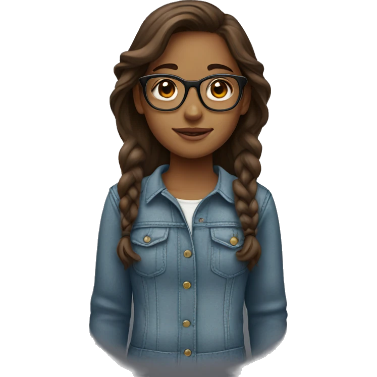 Brown haired girl with new glasses emoji