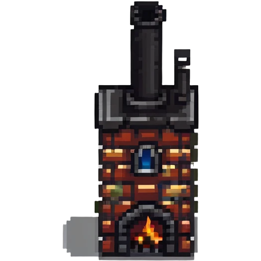 tiny simple factory building icon with chimney, modern colors, minimal details, small size emoji