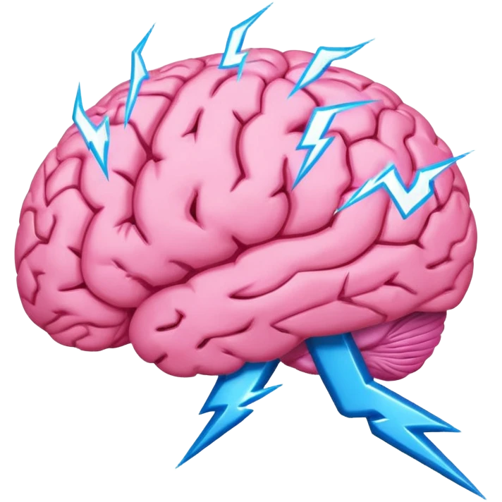 pink brain with a single lighting bolt emoji