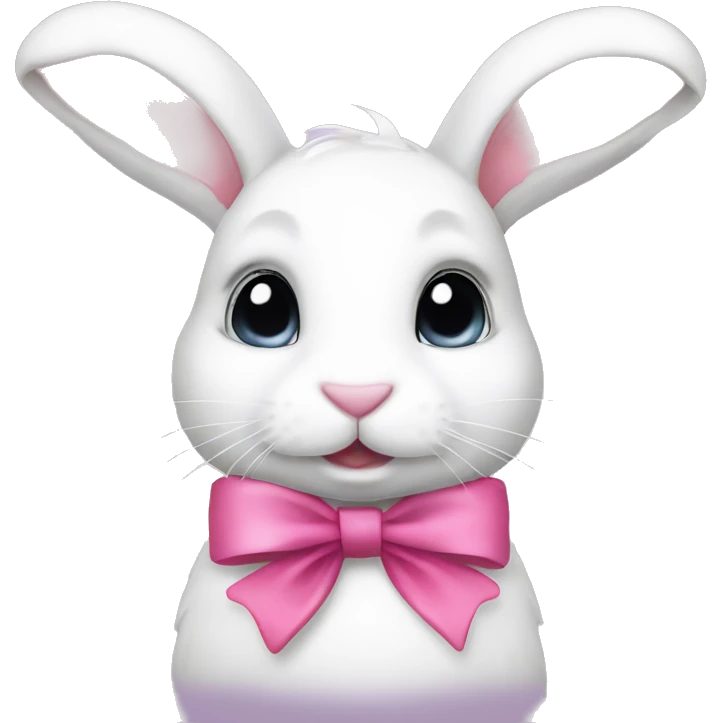 white bunny with a pink bow on its neck emoji