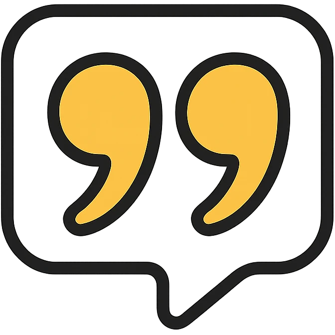 quotes icon in gold and black, modern Instagram look emoji