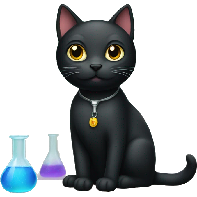 Black cat in science lab emoji