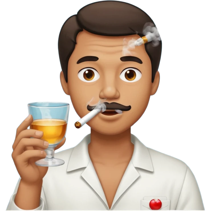 Man smoking from glass pong , the pong in his mouth (like this pong ⚗️) emoji