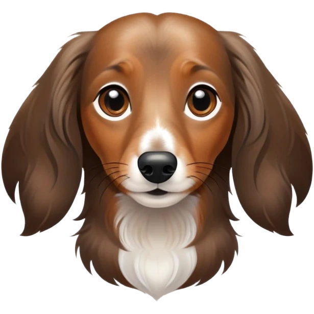 Long hair black, brown, white dots daschund emoji